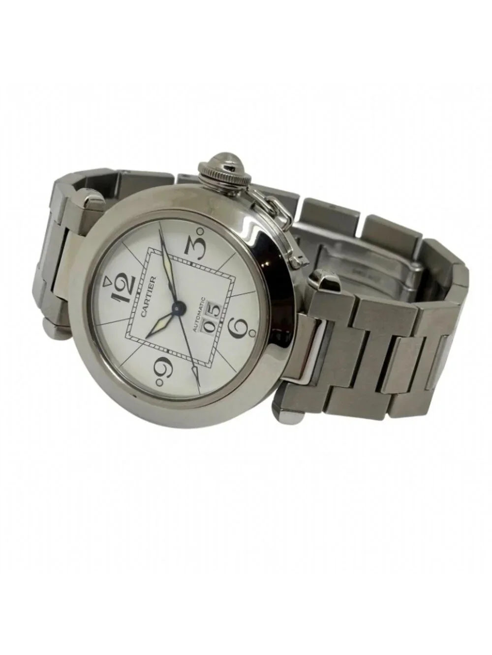 Cartier Pasha C Big Date White Watch Stainless Steel